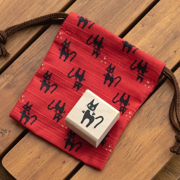 真愛日本 宮崎駿 吉卜力 魔女宅急便 吉吉 日本製 天然木印章 和風袋 印章 束口袋 禮物袋 糖果袋