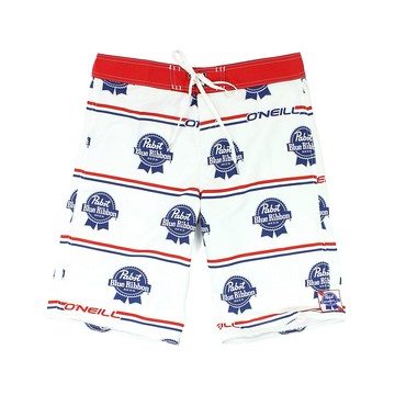 美國百分百【全新真品】Oneill 海灘褲 泳褲 沙灘褲 衝浪 啤酒 聯名 白 Logo 男褲 30 31腰 E010