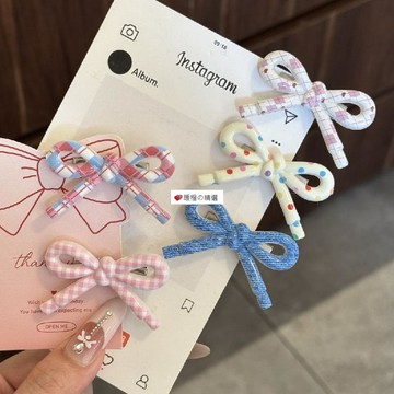 可開發票☆桃園出貨💕&韓系簡約波點百搭波點發夾少女蝴蝶結側邊劉海鴨嘴碎髮ins風發卡
