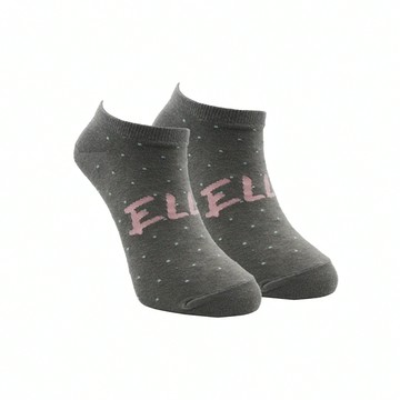 ELLE 手繪點點風隱形襪 可愛俏皮 機能性排汗 彈性伸縮襪口  中灰色  F(22~24cm)  1雙