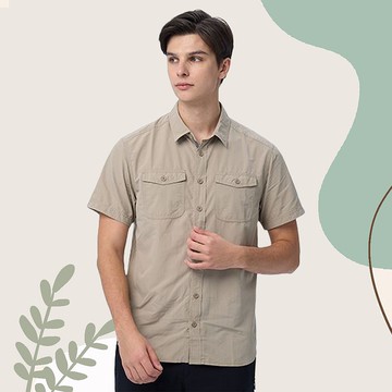 【Wildland 荒野】3M透氣快乾抗UV短袖襯衫 男 W1216-83 白卡其