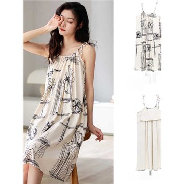 吊帶睡裙夏季女款純棉帶胸墊一體性感夏天女士孕婦線條睡衣女夏款