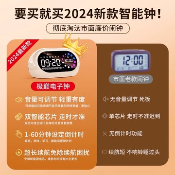 日本精工鬧鐘LED大屏智能起床神器電子時鐘表大音量計時2024新款