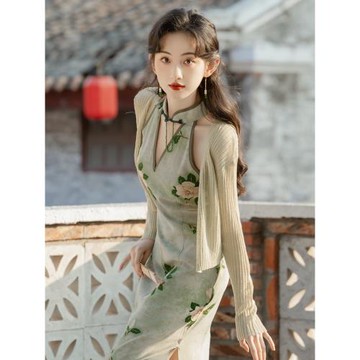 旗袍女LOGULEYA中國風開衫旗袍