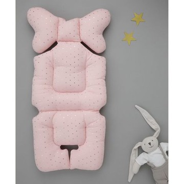 英國Nuida - 嬰兒推車軟墊-閃爍點點-粉紅