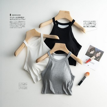 日單帶罩杯一體Bra削肩短版百搭背心