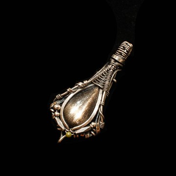 【水晶系列】 頂級黑太陽石 925純銀 金屬編織吊墜