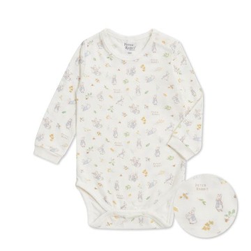 綠映比得長袖側開包屁衣 (美麗諾羊毛布)