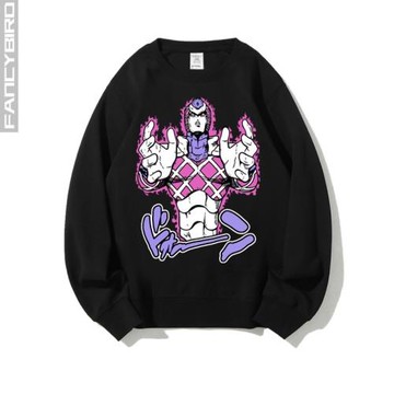 春秋青少年長袖圓領衛衣套頭衫男女同款jojo的奇妙冒險黃金之風