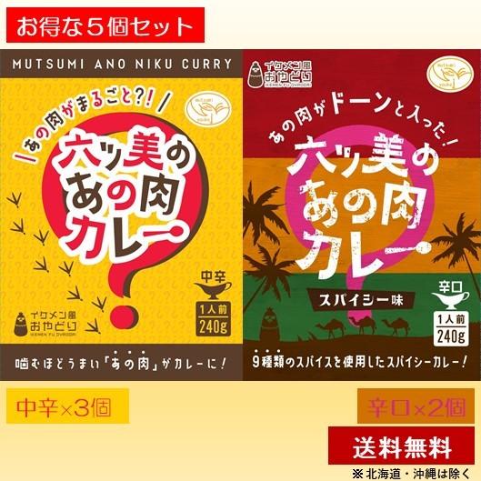 六ツ美のあの肉カレー中辛３個・辛口２個入り