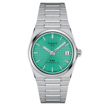 TISSOT 天梭 女款 PRX 簡約復刻機械腕錶 T1372071109100 35mm  綠色