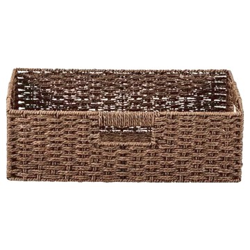 編織收納籃 手工編織紋路 三面提把 搬運便利  38 x 26 x 12cm  咖色  1個