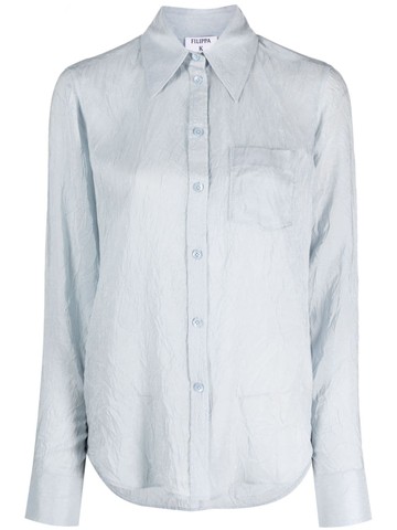 Filippa K - crinkled-effect slim-cut shirt - women - Acetate/Cupro - 42 - Blue