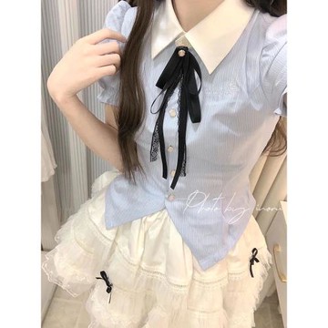 學院風甜妹套裝女小個子多巴胺穿搭jk制服純欲收腰襯衫蛋糕裙夏裝