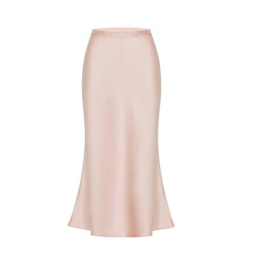 拉夏貝爾松緊高腰顯瘦中長款醋酸半身裙包臀魚尾A字長裙2025新款