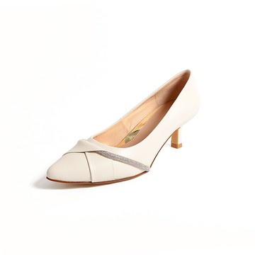 KOKKO極致優雅水鑽柔軟綿羊皮細高跟鞋白色