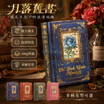 台灣出貨✨ 月落舊書 燙金復古手賬本 學生記事本 做舊文藝筆記本 可書寫紙質 玫瑰系列 創意文具