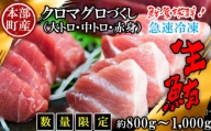 　本部町産　本マグロづくし（大トロ・中トロ・赤身）約800g～1000g