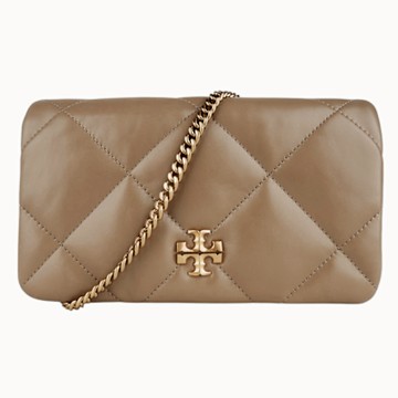 TORY BURCH Kira 大菱形紋皮革鍊帶單肩/斜背包(奶茶色)小款