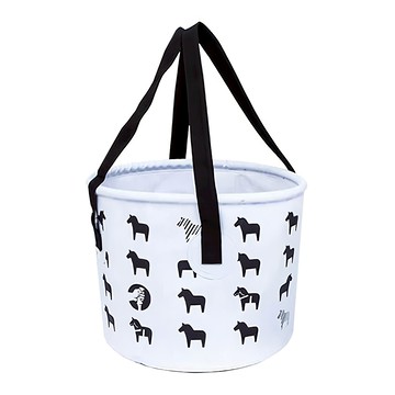 E.City 戶外可折疊小馬圖案露營加厚手提水桶釣魚桶  白色  25 x 25 x 23cm