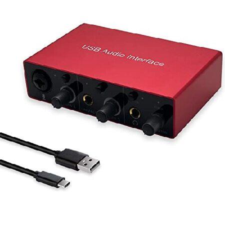 Audio Interface USB Audio Interface with Mic Preamplifier USB Audio Mixer Recorder with 48V Phantom Power, 24 Bit, Support Tablet, Computers and Other