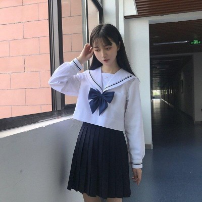 JK制服 セーラー服 上下セット リボン付き コスプレ衣装 半袖 長袖