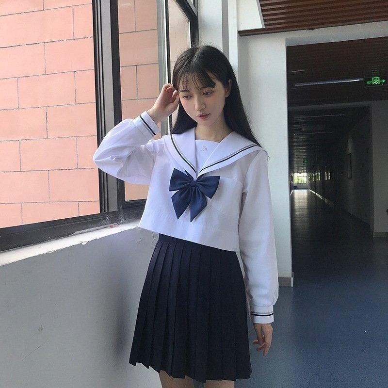 JK制服 セーラー服 上下セット リボン付き コスプレ衣装 半袖