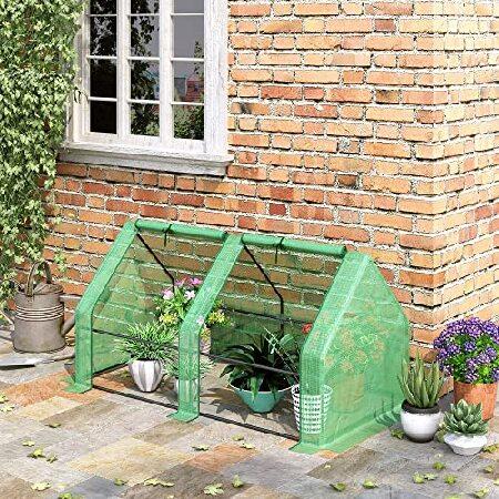 Outsunny 9' x 3' x 3' Portable Mini Greenhouse Outdoor Garden with Large Zipper Doors and Water UV PE Cover, Green