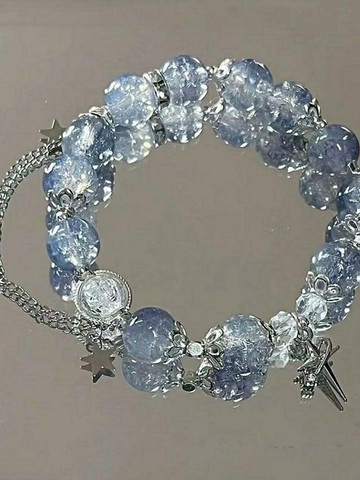 手練 青花瓷新中式手環手飾手鏈琉璃禮物古風潮女款民族風流蘇灰月光