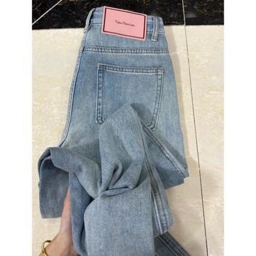 直筒寬松牛仔褲女春季新款大碼胖mm高腰顯瘦垂感窄版闊腿拖地褲子