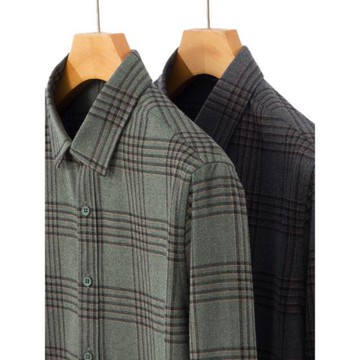 爸爸裝中年男襯衫商務休閑長袖體恤衫羊毛內搭打底衫男士磨毛襯衣