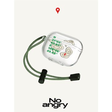 弗氣《手繪地圖》露營風蘋果耳機軟殼適用AirPods4/3掛繩pro2二代保護殼新型號小眾簡約潮流透明保護套掛繩