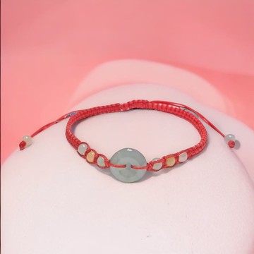 【願‧平安】冰種藍水翡翠平安扣編織手鍊 |天然翡翠A貨|送禮