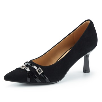 TAS 優雅鑽釦羊皮尖頭高跟鞋  黑色 #44519