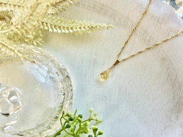 水滴形黃水晶項鍊 印度輕珠寶手工珠 黃水晶項鍊 黃水晶