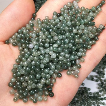 GF1009-  緬甸翡翠A貨迷你小圓珠串珠油青冰種散珠圓珠項鍊編手鍊diy好搭檔
