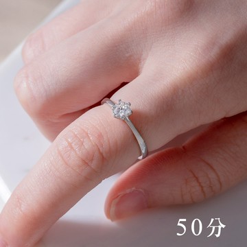 [925純銀]MARIGOLD星光熠熠6爪莫桑鑽戒指【KMD121】-銀