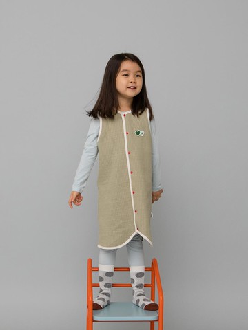 Triple-Layer Quilted Cotton Sleep Vest [Khaki]