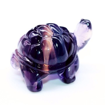 天然水晶原石雕刻件動物造型烏龜彩色螢石桌面裝飾石頭擺件小