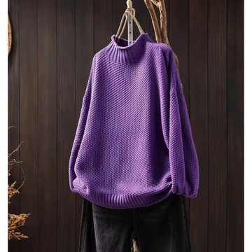 清倉撿漏~專柜撤回大牌秋冬季半高領毛衣女寬松百搭套頭針織線衣