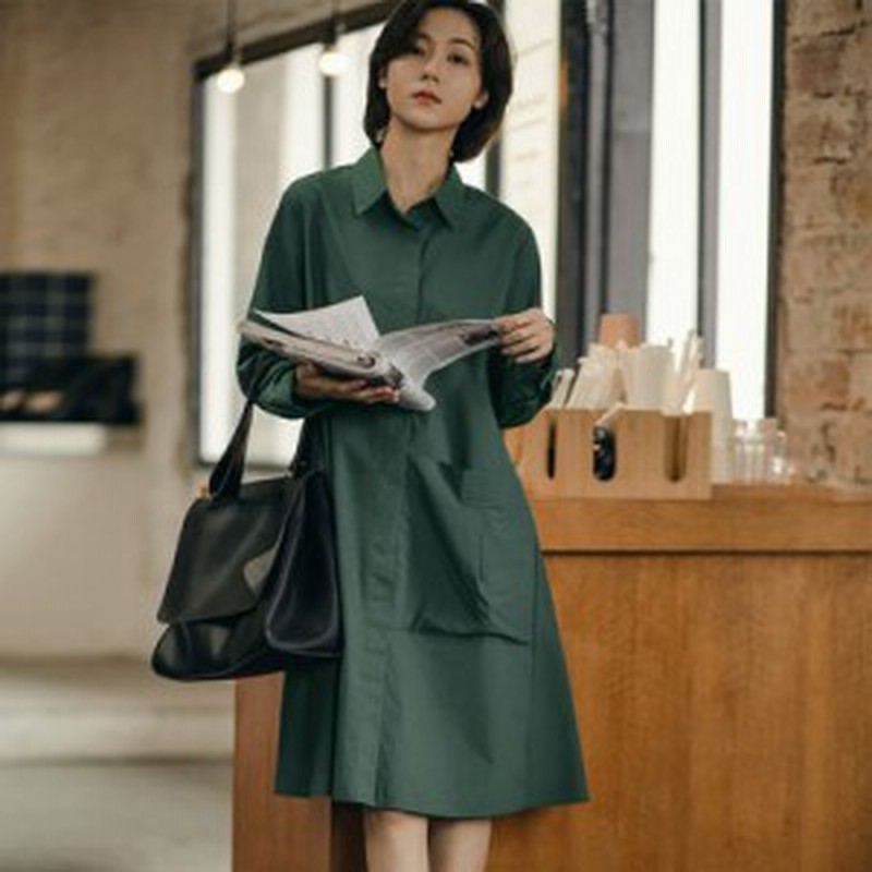 シャツワンピース スカート 綿素材 ステンカラー ルーズウエスト 春秋 夏 かわいい ジャケット 長袖 ゆったり シンプル カジュアル 通販 Lineポイント最大1 0 Get Lineショッピング