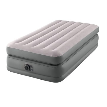 INTEX 豪華雙氣室加高單人加大充氣床墊 適合旅行/居家/露營 專利fiber-tech結構 耐用支撐 內建充氣幫浦  191 x 99 x 51cm  灰色