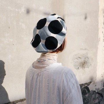 南瓜貝蕾帽 / 藍點波點