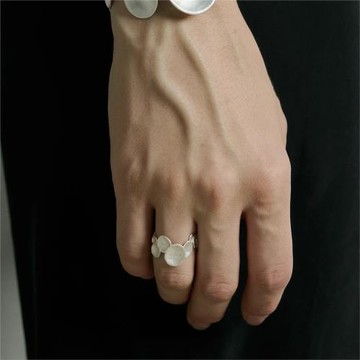 【NEKONEKO】尋物-不規則圓勺燒白戒指/手鐲小眾設計高級感原創