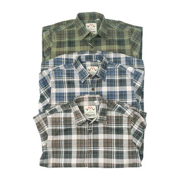 懷舊格紋 美式復古做舊水洗格子工裝襯衫三色休閑寬松長袖襯衣104