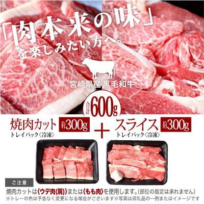ふるさと納税 美郷町 宮崎県産黒毛和牛焼肉・スライスセット合計約600g