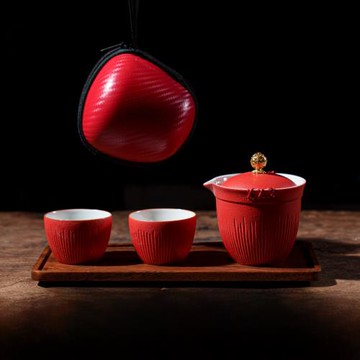 女士茶具一壺二杯套裝男戶外便攜式露營喝裝備陶瓷快客功夫泡茶壺