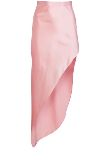 Fleur Du Mal - high-waisted asymmetric skirt - women - Silk/Elastane - S - Pink