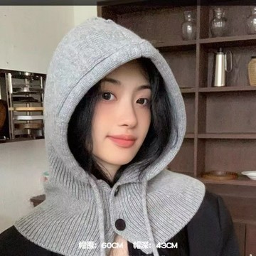 台灣出貨 韓國帽子 冬天帽子 毛帽韓國  女生帽子 針織毛帽 帽子 韓國 圍脖一體帽 大頭圍帽子 針織帽 帽子女