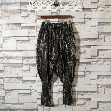 原創潮流男士寬松小腳褲個性亮色演出舞臺裝褲子發型師彈力燈籠褲